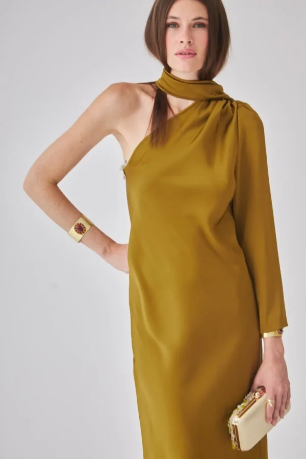 Online Vestido Ashan Oliva | Vestidos midi