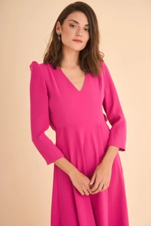 Fashion VESTIDO FIORE MB FUCSIA MARIA BARAZA X COOSY | Vestidos midi