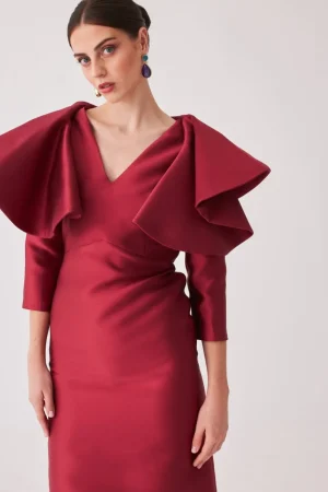 Best Vestido Rocio Mb Burdeos | MARIA BARAZA X COOSY | Vestidos midi